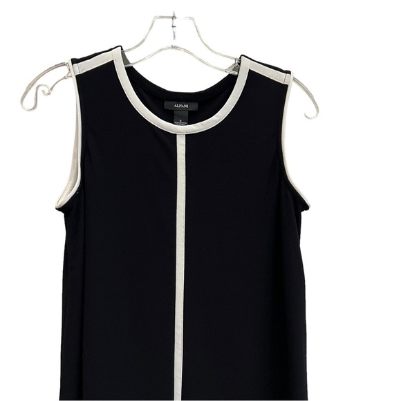 Alfani Women’s Black Sleeveless Blouse with White Accent Trim, Size Small - Picture 6 of 11